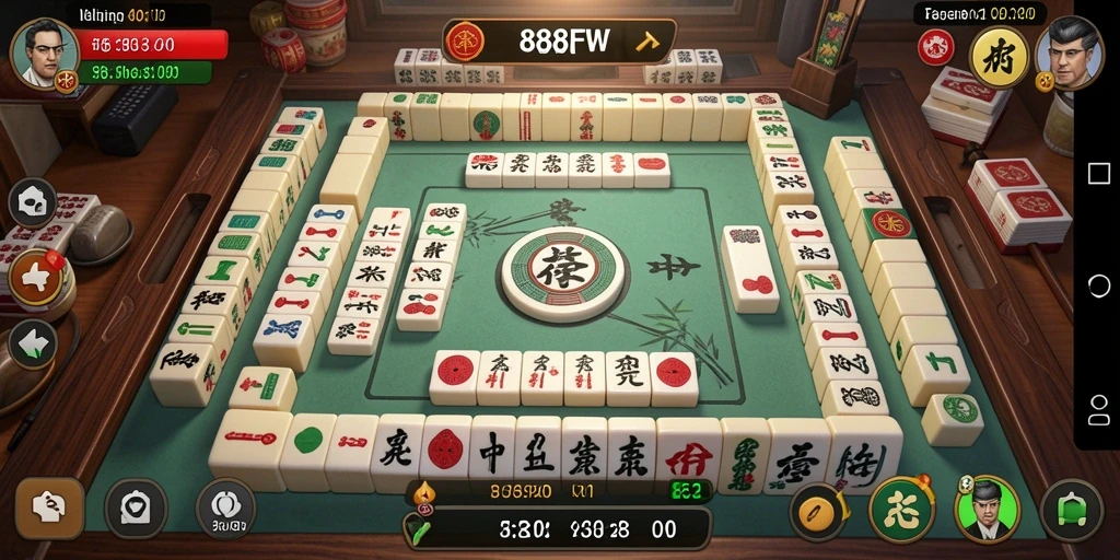 Tampilan gameplay Mahjong dalam 888FW yang menarik dan seru.