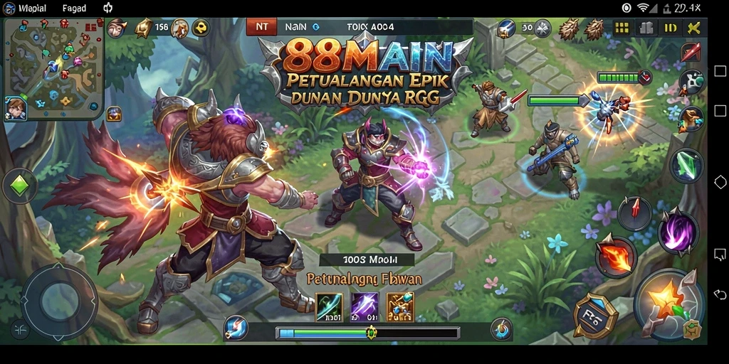 Screenshot utama 88MAIN menampilkan aksi seru dalam pertempuran RPG.