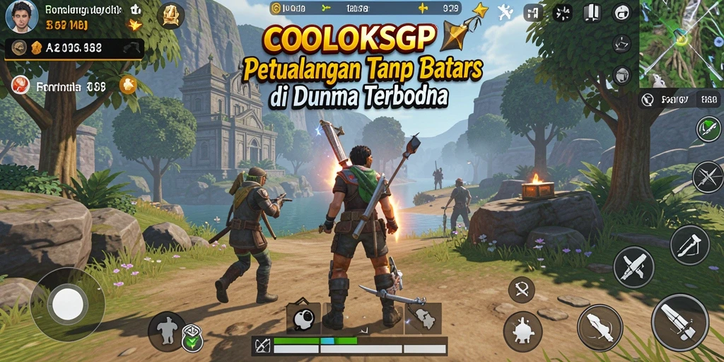 Tangkapan layar gameplay menunjukkan pemburu menjelajahi dunia terbuka.
