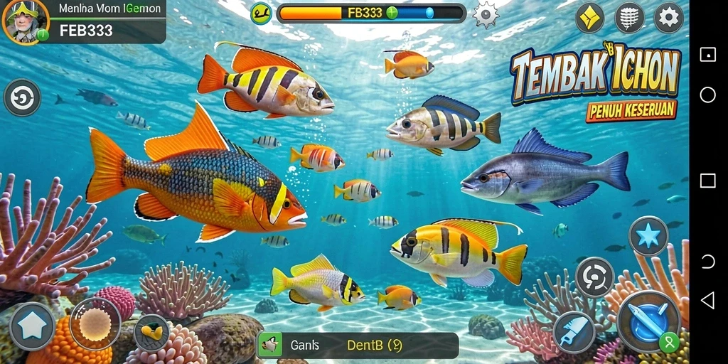 Screenshot gameplay FB333 menampilkan keseruan menembak ikan.