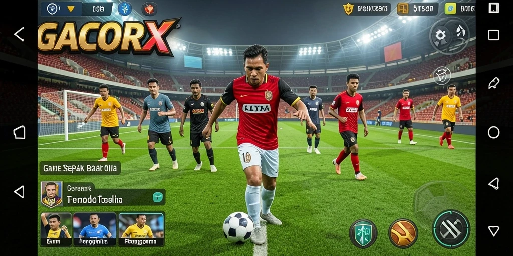 Tampilan gameplay GACORX yang menegangkan dengan aksi sepak bola nyata.
