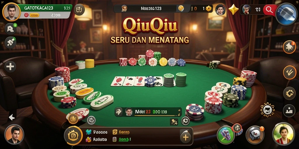 Screenshot dari gameplay GATOTKACA123 dengan intensitas permainan QiuQiu.