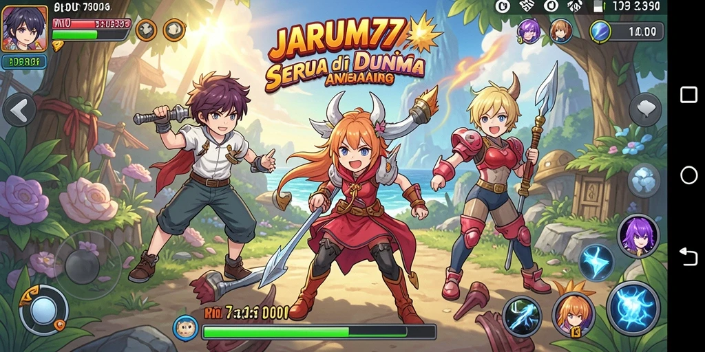 Gameplay seru JARUM77 menampilkan pertarungan karakter anime.