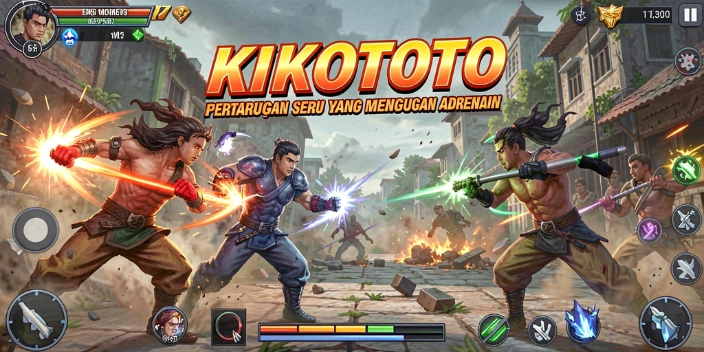 Tampilan gameplay KIKOTOTO yang menegangkan dan penuh aksi.