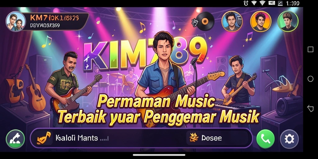 Tampilan screenshot KM789 menunjukkan fitur interaktif dan berbagai genre musik.