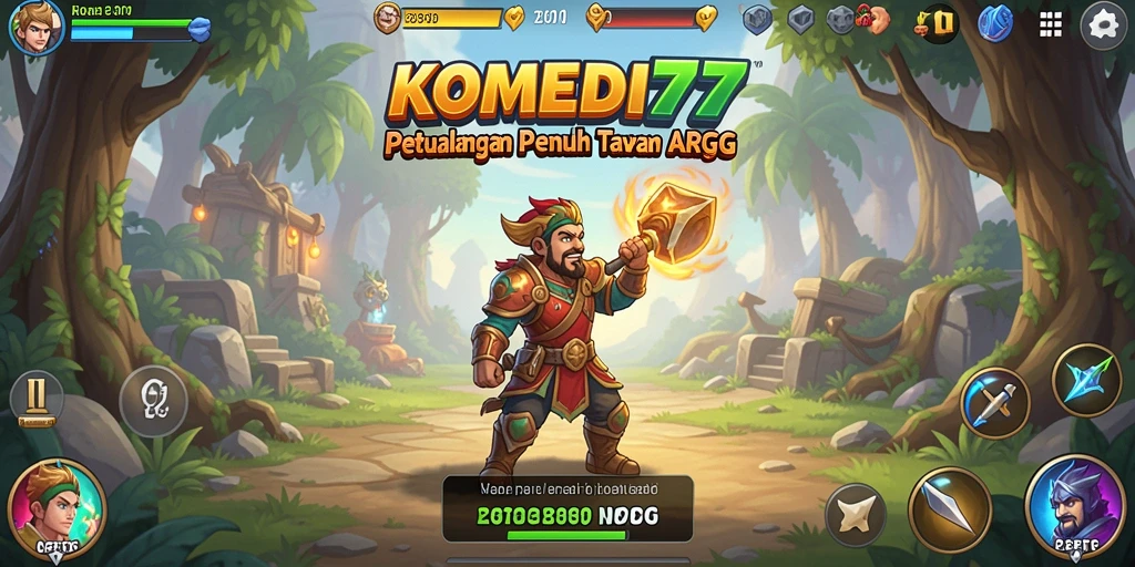 Screenshot gameplay penuh aksi dan humor dari KOMEDI77.