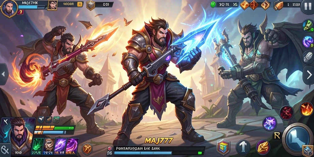 Tampilan menarik dari gameplay pertempuran MOBA MAJ777.