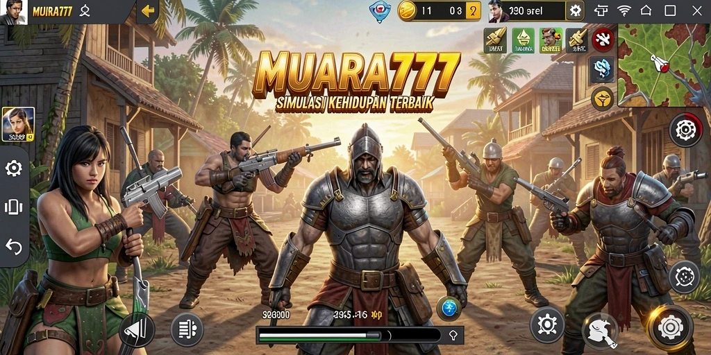 Tampilan gameplay <strong>MUARA777</strong> yang menunjukkan interaksi karakter dalam simulasi kehidupan.