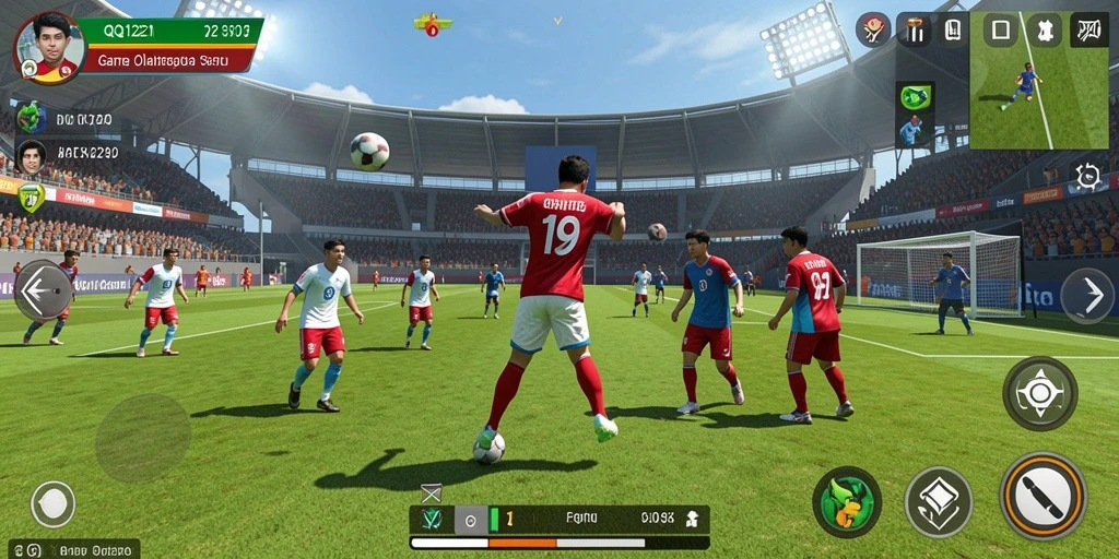 Tampilan gameplay QQ1221 yang seru dengan aksi olahraga mendebarkan.