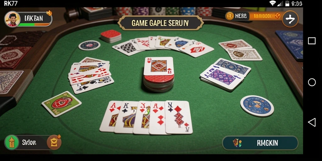 Tampilan gameplay Gaple yang menarik dan interaktif dalam RK77.