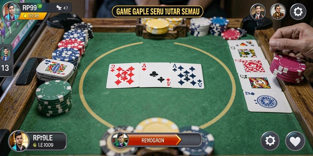 Tampilan screenshot RP99 yang menampilkan gameplay Gaple seru.