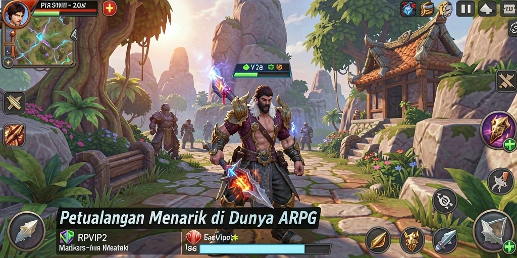 Screenshot utama gameplay RPVIP2 menunjukkan aksi pertarungan yang memukau.