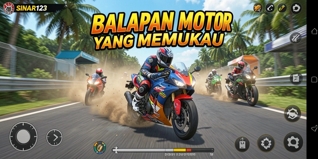 Tampilan menarik dari gameplay balapan motor di SINAR123.