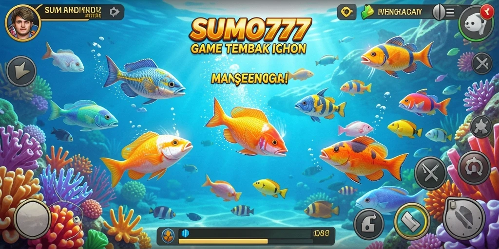 Tangkapan layar gameplay SUMO777 dengan aksi Tembak Ikan yang mendebarkan.