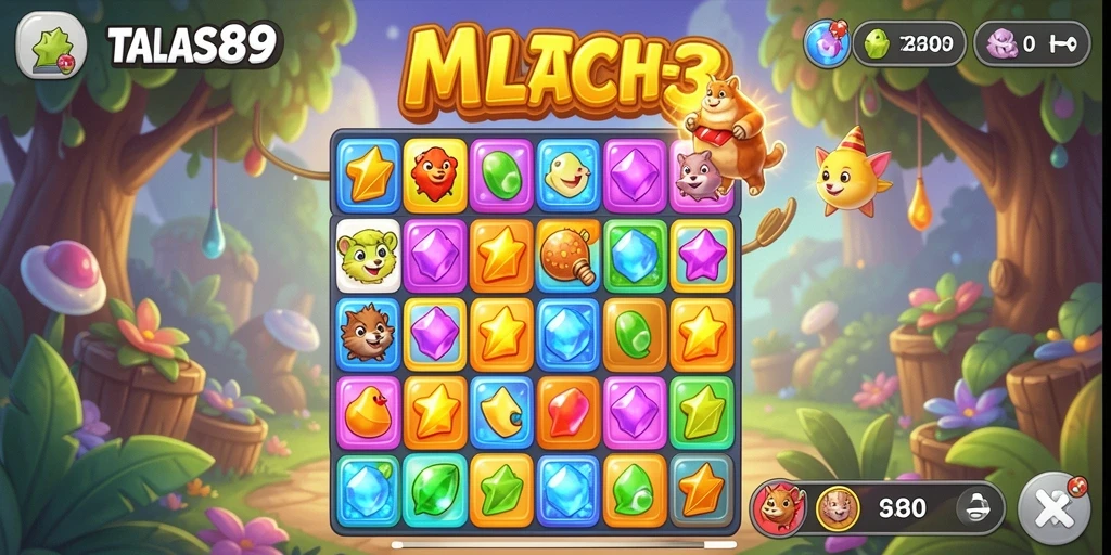Screenshot utama TALAS89 menampilkan gameplay seru dalam kategori Match-3.