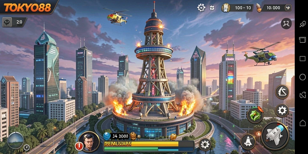 Tampilan gameplay menara yang epik di TOKYO88.