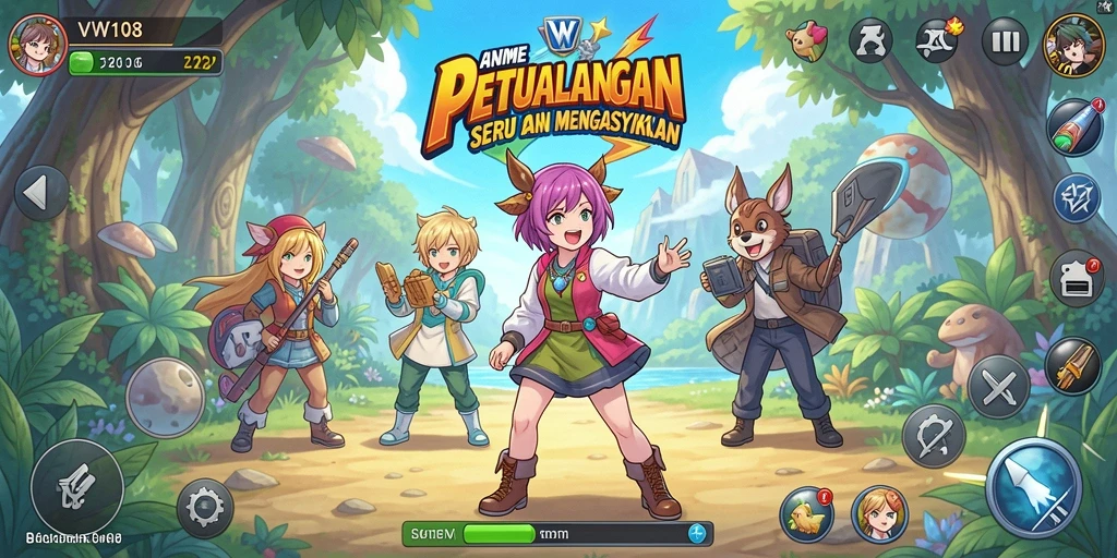 Tampilan gameplay VW108 yang seru dengan karakter Anime yang beragam.