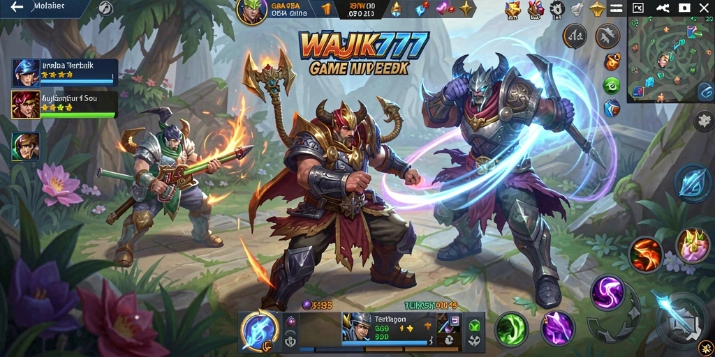 Screenshot utama WAJIK777 menampilkan momen pertempuran seru di arena.