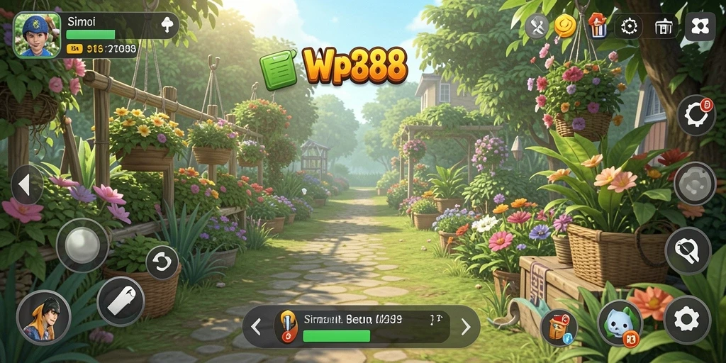 Screenshot gameplay WP888 menampilkan aktivitas berkebun yang menyenangkan dan interaktif.